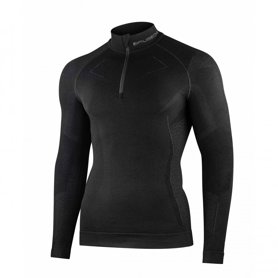 Bluza Brubeck EXTREME MERINO z krótkim zamkiem czarna 1/4