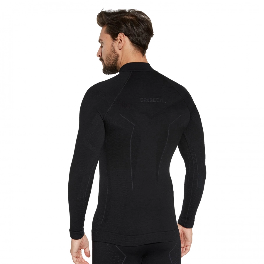 Bluza Brubeck EXTREME MERINO z krótkim zamkiem czarna 4/4