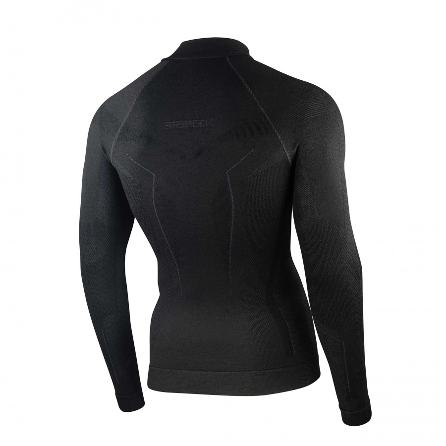 Bluza Brubeck EXTREME MERINO z krótkim zamkiem czarna 2/4