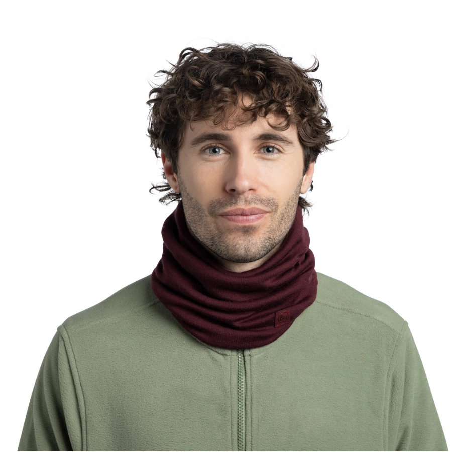 Komin Buff Heavyweight Merino Wool - solid garnet 3/4