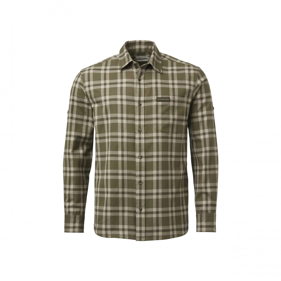 Koszula męska Chevalier Teal Light Flannel Olive Green Checked 1/2