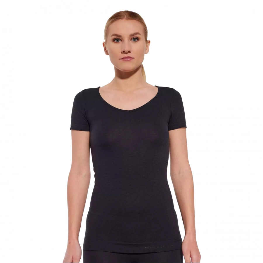 Koszulka Brubeck COMFORT MERINO damska czarna 3/4