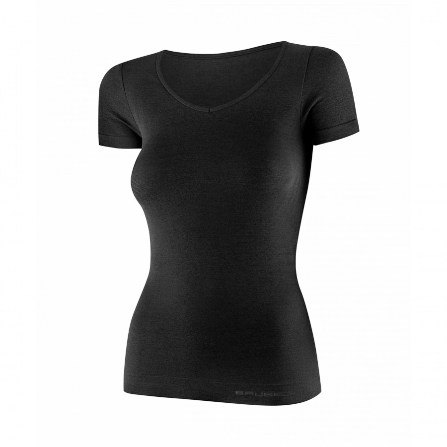Koszulka Brubeck COMFORT MERINO damska czarna 1/4