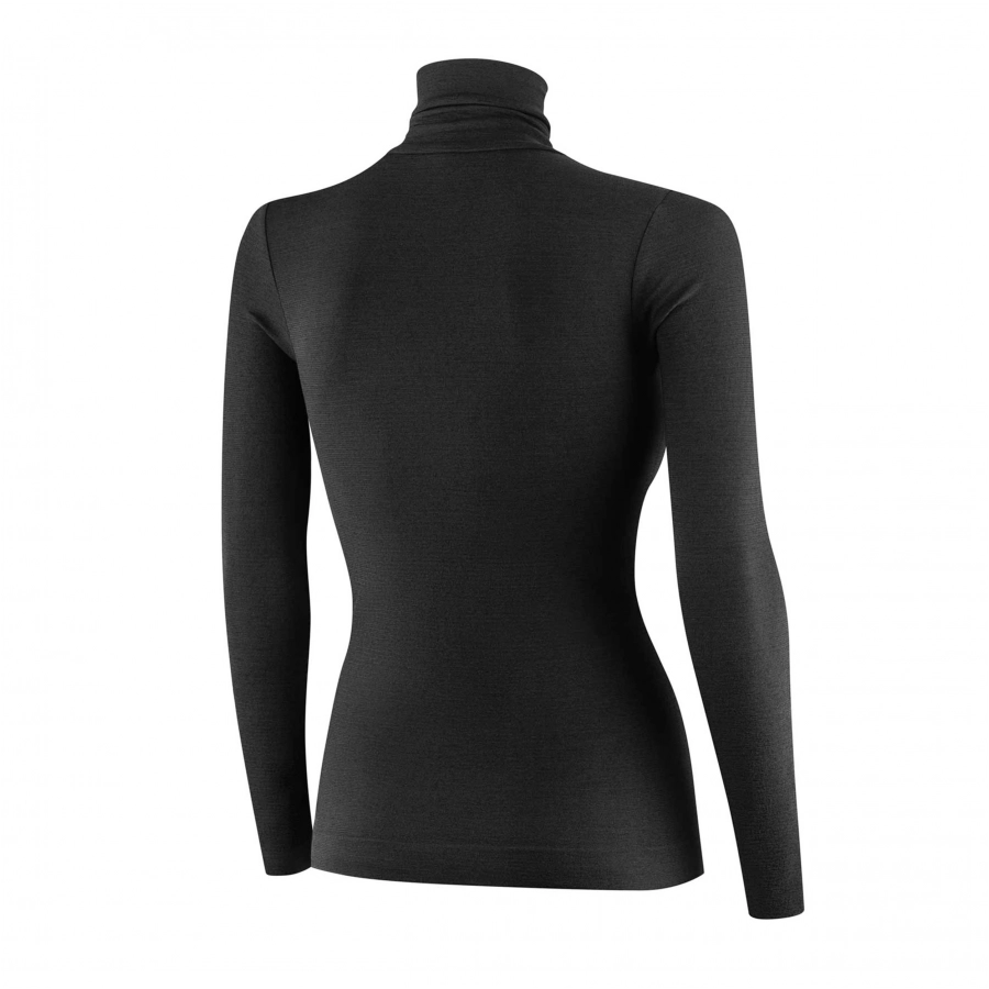 Koszulka z golfem Brubeck COMFORT MERINO damska czarna 2/4