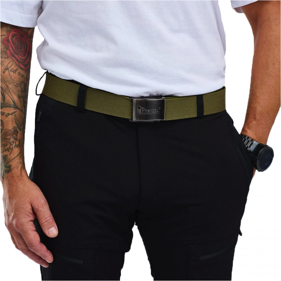 Pasek męski Pinewood Canvas oliwkowy 3/4