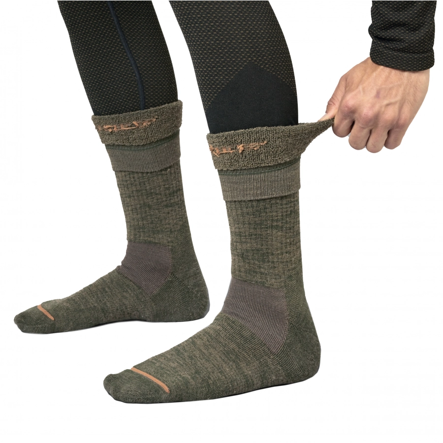 Skarpety Härkila Pro Hunter 2.0 krótkie zielono-brązowe 2/3