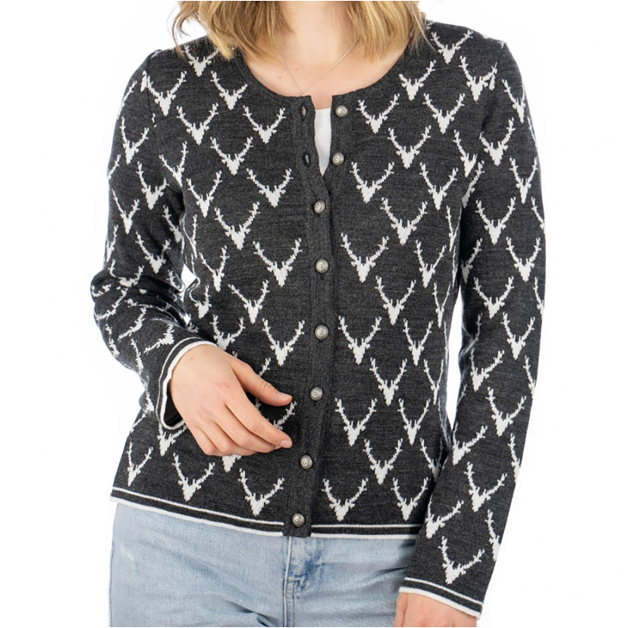 Sweter myśliwski damski OS-Trachten antracytowy 3/5