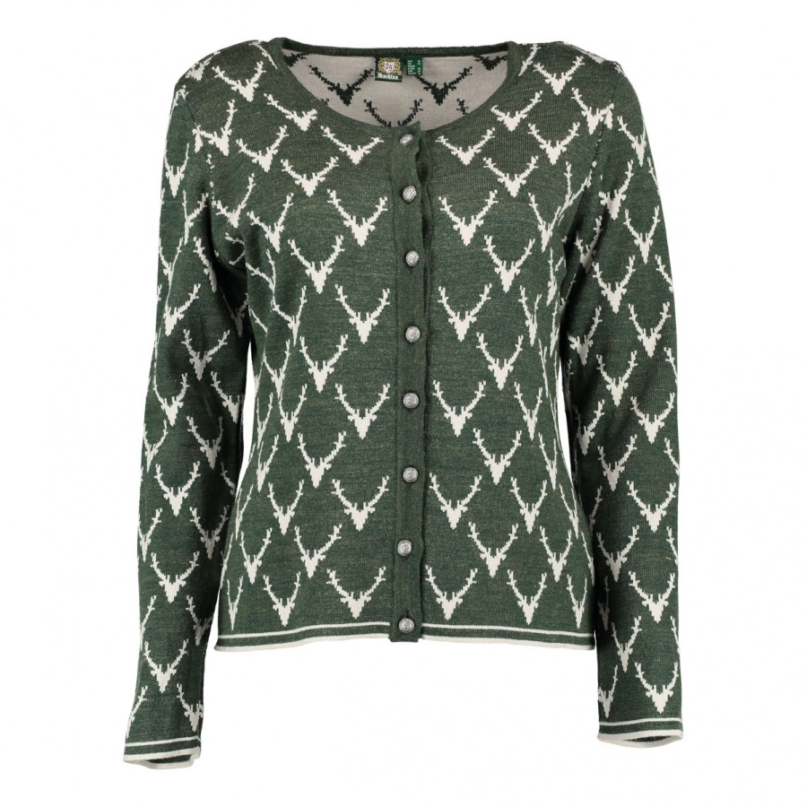 Sweter myśliwski damski OS-Trachten oliwkowy 1/2