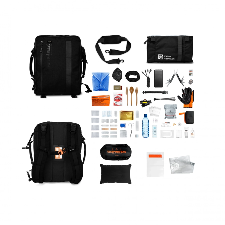 Zestaw awaryjny Help Bag Essential plecak ewakuacyjny z wyposażeniem, czarny 4/9