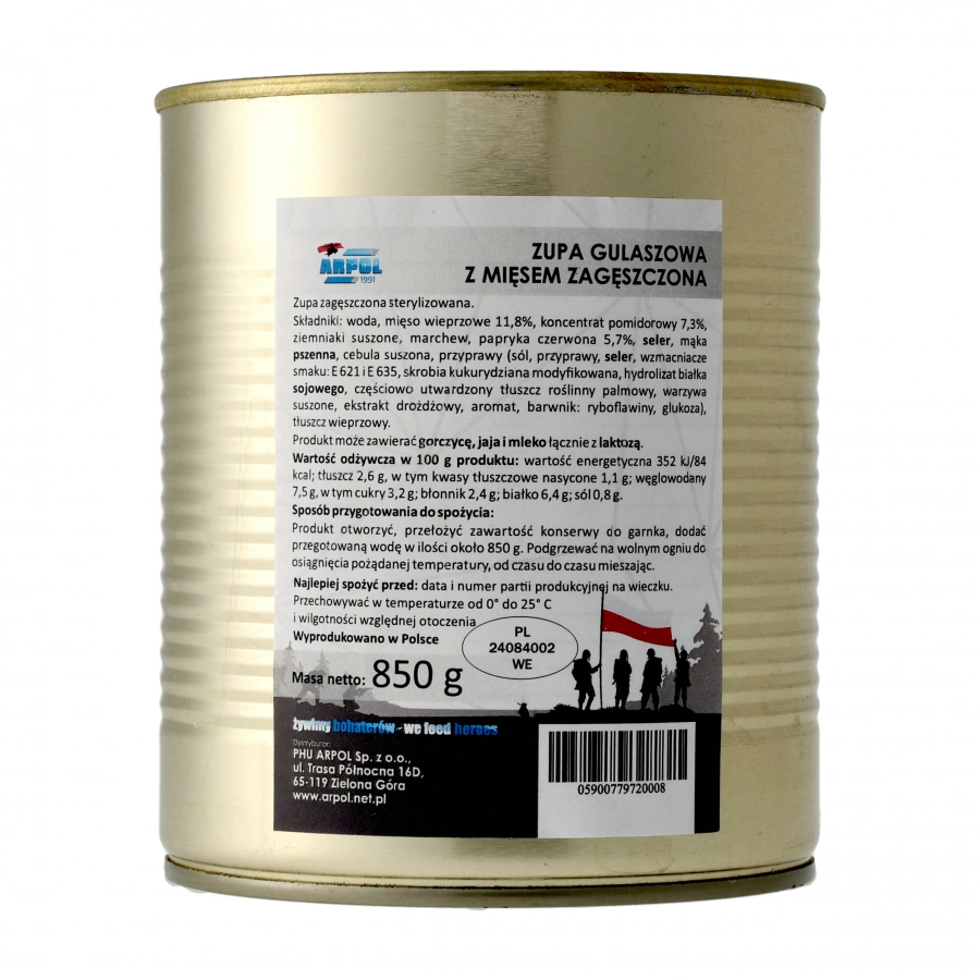 Zupa Arpol gulaszowa z mięsem zagęszczona 850 g 1/4