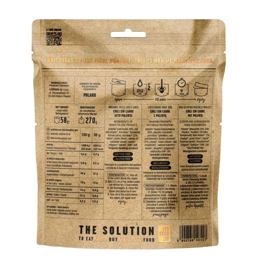 Żyw liofilizowana LYOFOOD Eko Chili sin carne bistro 270 g 2/2