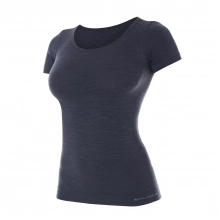 Koszulka termoaktywna damska Brubeck COMFORT WOOL krótki rękaw ciemny jeans 1/2